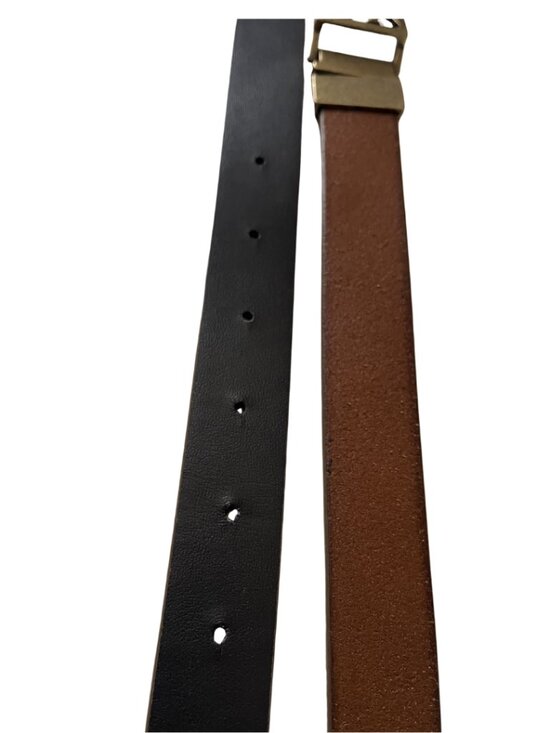 FRYE Women’s Sz Medium Genuine Leather Brown Reversible Belt With Logo Buckle main image 4